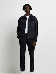 River Island Navy Blue Buffalo Check Trousers - Image 3 of 4