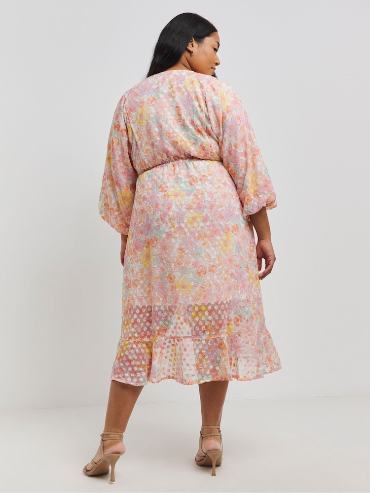 Simply Be Natural Printed Jacquard Midi Dress - Image 2 of 3 Simply Be Natural Printed Jacquard Midi Dress - Image 2 of 3