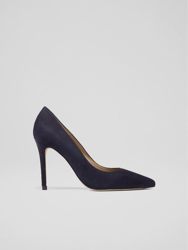 LK Bennett Blue Fern Suede Pointed Courts - Image 1 of 4