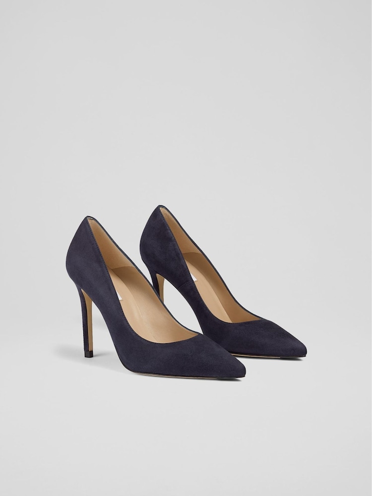 LK Bennett Blue Fern Suede Pointed Courts - Image 2 of 4