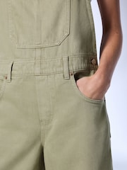 Sage Green Denim Barrel Dungaree Jumpsuit - Image 4 of 7