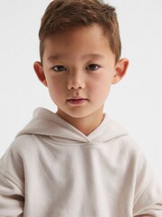 Reiss Cream Alexander Oversized Cotton Jersey Hoodie - Image 3 of 9