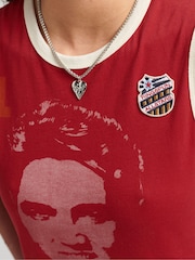 Superdry Red 100% Cotton Allstars Graphic Vest Top - Image 3 of 4