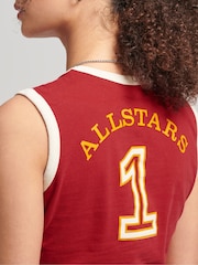 Superdry Red 100% Cotton Allstars Graphic Vest Top - Image 4 of 4