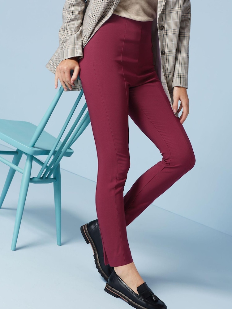 Beerenrot - Figurbetonte Skinny-Hose mit hohem Bund - Bild 1 von 5