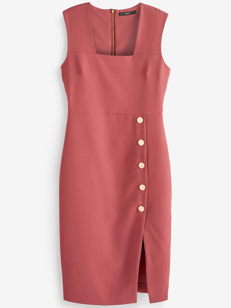 Pink Tailored Midi Pencil Dress - Image 2 of 2