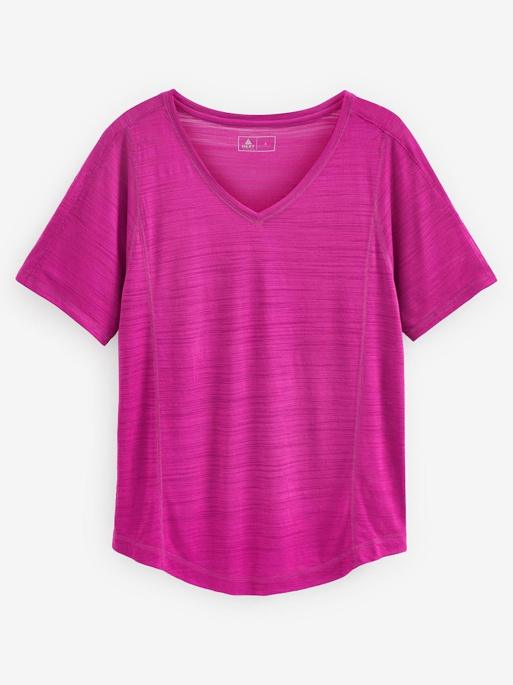 Raspberry Pink Next Active Sports Short Sleeve V-Neck Top - Image 5 of 5