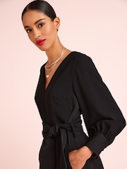 Black Tailored Wide Leg Belted Jumpsuit - Image 4 of 5