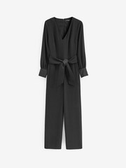Black Tailored Wide Leg Belted Jumpsuit - Image 5 of 5