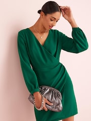 Green Tailored Crepe Mini Dress - Image 1 of 5