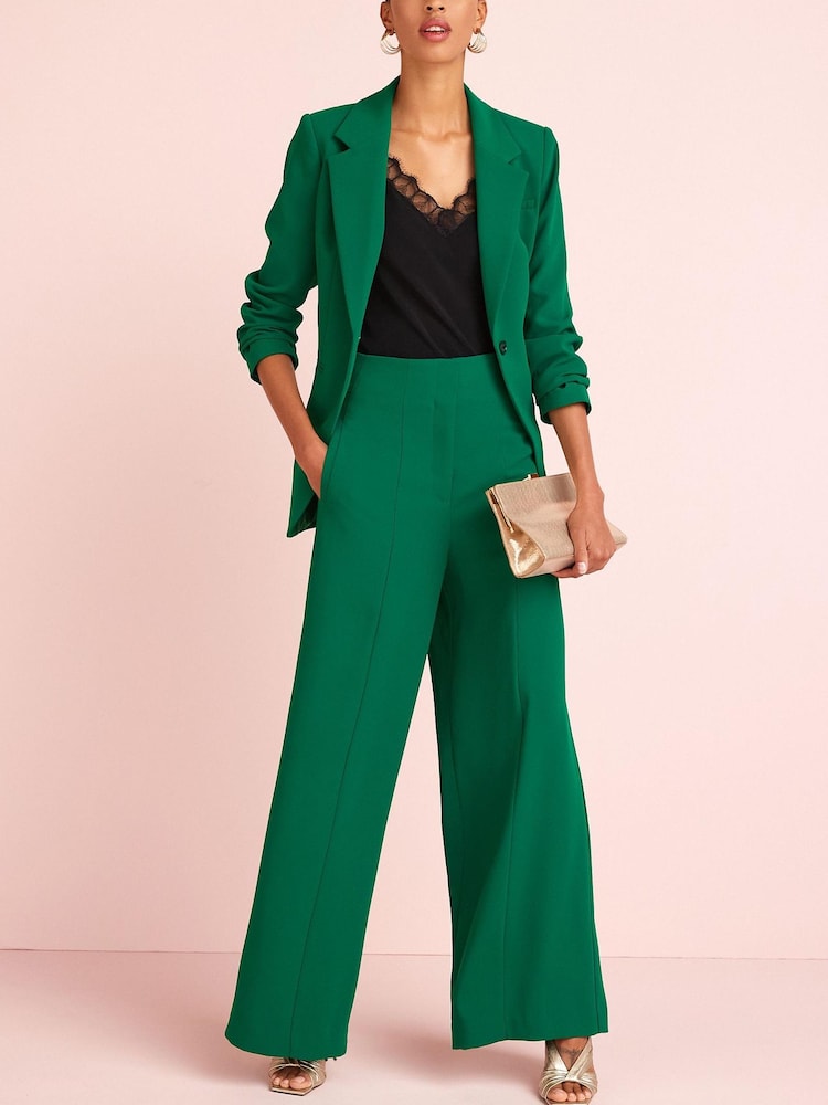 Green Tailored Super Wide Leg Trousers - Image 1 of 5 Green Tailored Super Wide Leg Trousers - Image 1 of 5