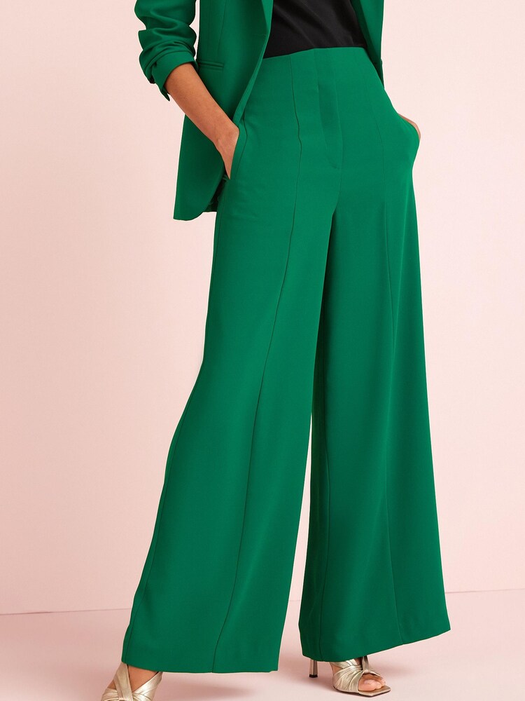 Green Tailored Super Wide Leg Trousers - Image 2 of 5 Green Tailored Super Wide Leg Trousers - Image 2 of 5