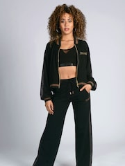 Pineapple Panel Black Wide Leg Joggers - Image 1 of 7