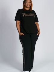 Pineapple Panel Black Wide Leg Joggers - Image 4 of 7