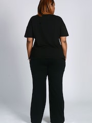 Pineapple Panel Black Wide Leg Joggers - Image 5 of 7
