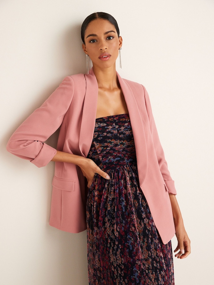 Blush Pink Relaxed Soft Crépe Blazer - Image 1 of 5