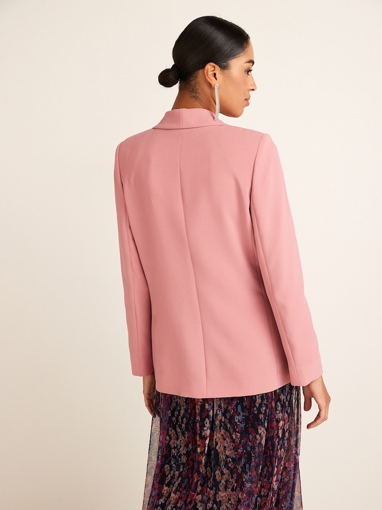 Blush Pink Relaxed Soft Crépe Blazer - Image 3 of 5