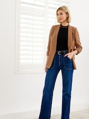 Camel Brown Relaxed Soft Crépe Blazer - Image 1 of 5