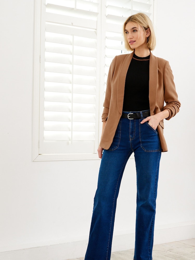 Camel Brown Relaxed Soft Crépe Blazer - Image 1 of 5