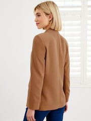 Camel Brown Relaxed Soft Crépe Blazer - Image 2 of 5