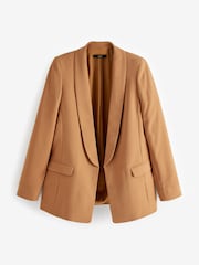 Camel Brown Relaxed Soft Crépe Blazer - Image 4 of 5