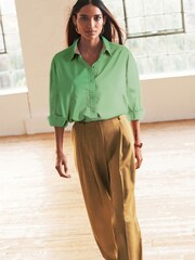 Camel Natural Tailored Wide Leg Turn-Up Trousers - Image 3 of 5