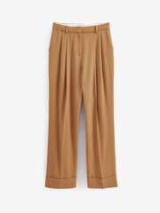 Camel Natural Tailored Wide Leg Turn-Up Trousers - Image 5 of 5