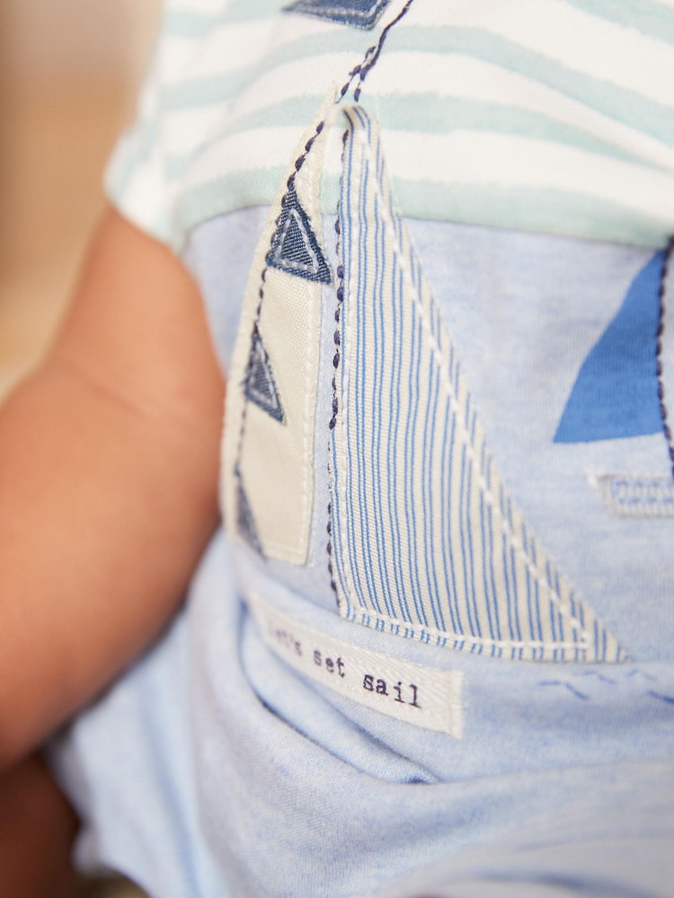 Blue/White Boat Baby Rompers 3 Pack - Image 6 of 6