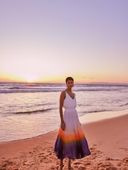 Phase Eight Purple Raya Pleated Dip Dye Skirt - Image 1 of 7