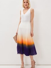 Phase Eight Purple Raya Pleated Dip Dye Skirt - Image 2 of 7