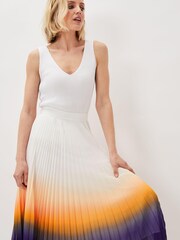 Phase Eight Purple Raya Pleated Dip Dye Skirt - Image 4 of 7