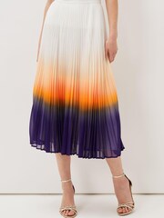 Phase Eight Purple Raya Pleated Dip Dye Skirt - Image 5 of 7