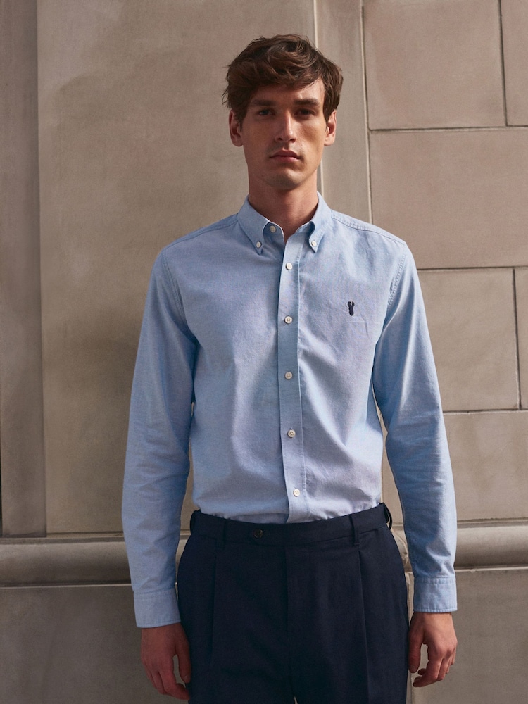 Light Blue Regular Fit Long Sleeve Oxford Shirt - Image 1 of 6