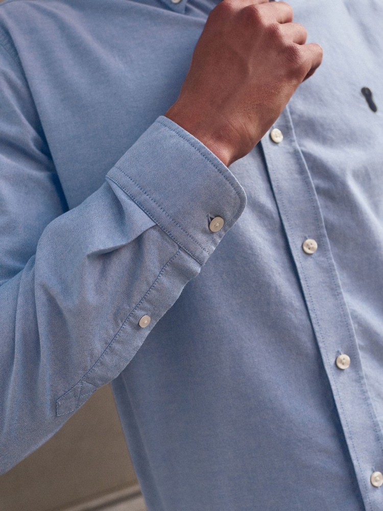 Bleu clair - Ajustement régulier - Chemise Oxford à manches longues - Image 5 of 6