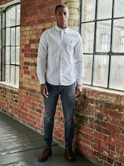White Regular Fit Long Sleeve Oxford Shirt - Image 2 of 8
