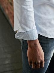 White Regular Fit Long Sleeve Oxford Shirt - Image 5 of 8