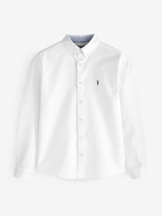 White Regular Fit Long Sleeve Oxford Shirt - Image 7 of 8