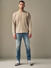 Hellgrau - Schmale Passform - Denim-Jeans mit Vintage-Waschung - Bild 2 von 10