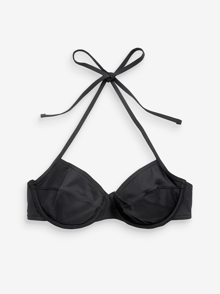 Black Non Pad Wired Tie Back Bikini Top - Image 5 of 5