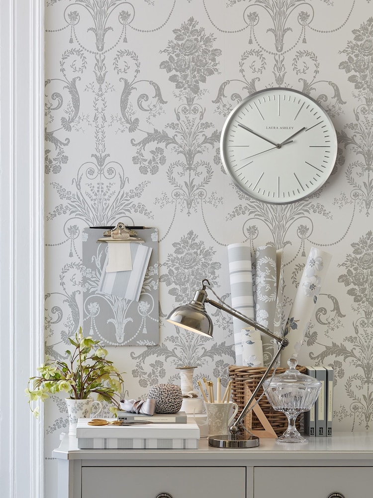 Laura Ashley Silver Glenn Contemporary Metal Clock - Image 1 of 5