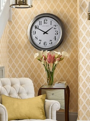 Laura Ashley Chrome Gibson Large Brushed Stainless Steel Clock - Image 1 of 5