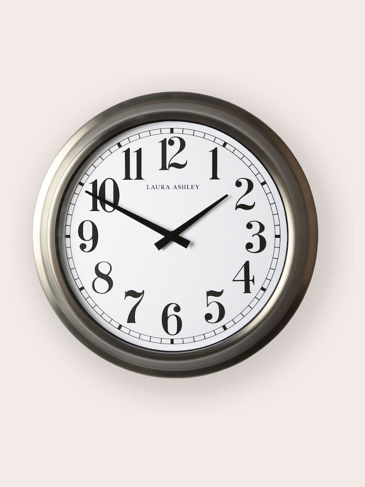 Laura Ashley Chrome Gibson Large Brushed Stainless Steel Clock - Image 2 of 5