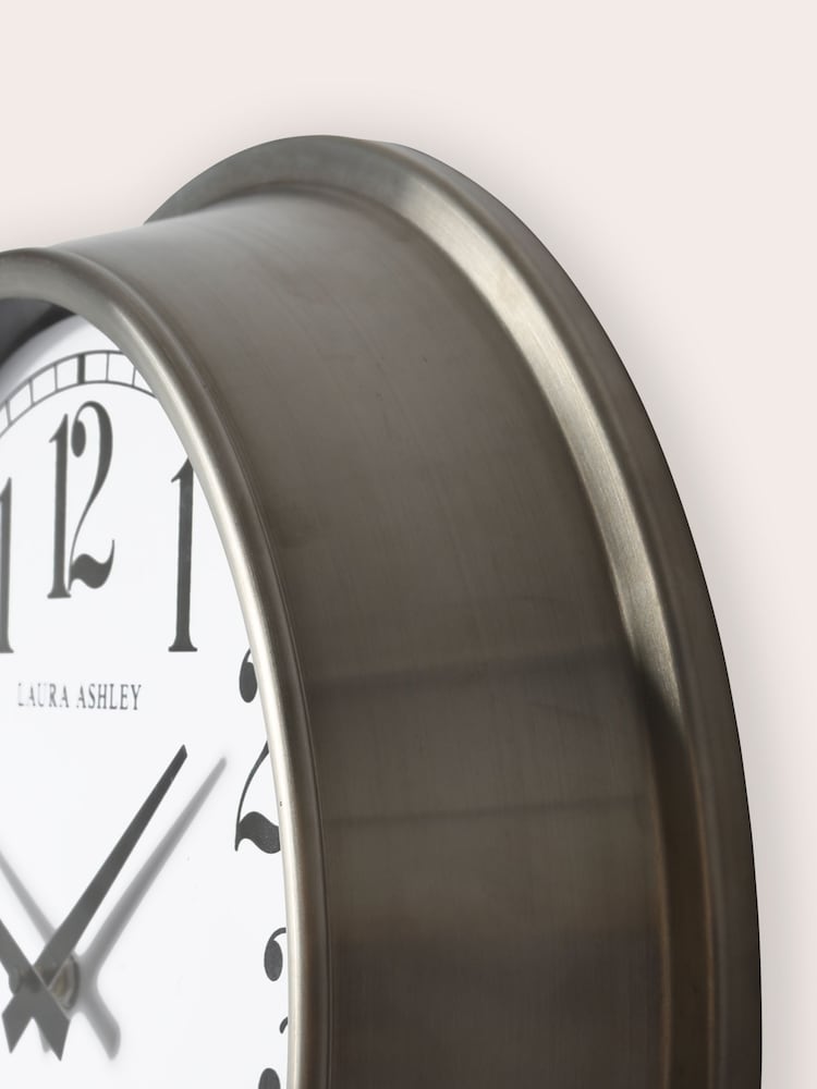 Laura Ashley Chrome Gibson Large Brushed Stainless Steel Clock - Image 5 of 5