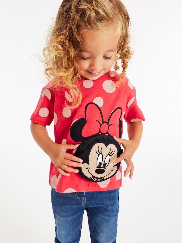 Красный - С рисунком футболка с рукавами Minnie Mouse (3mths-7yrs) - Изображение 1 из 5