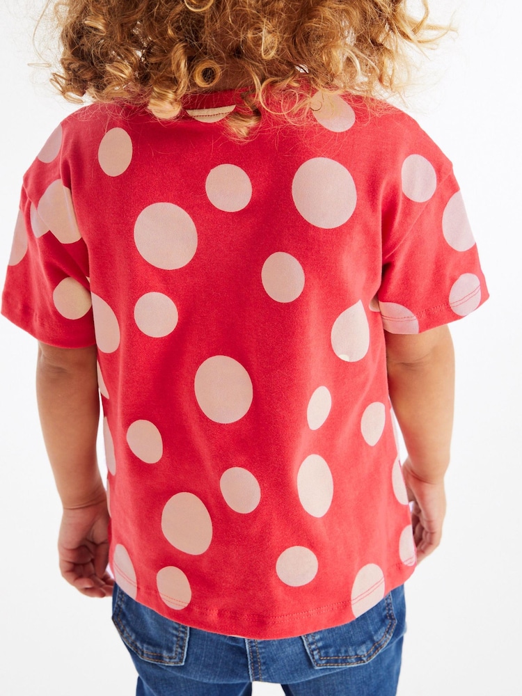 Красный - С рисунком футболка с рукавами Minnie Mouse (3mths-7yrs) - Изображение 2 из 5