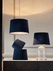 Navy Blue Velvet Easy Fit Shade Ceiling Light - Image 1 of 5