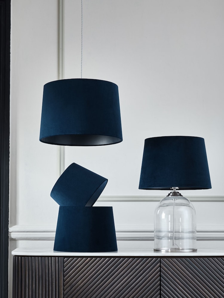Navy Blue Velvet Easy Fit Shade Ceiling Light - Image 2 of 5