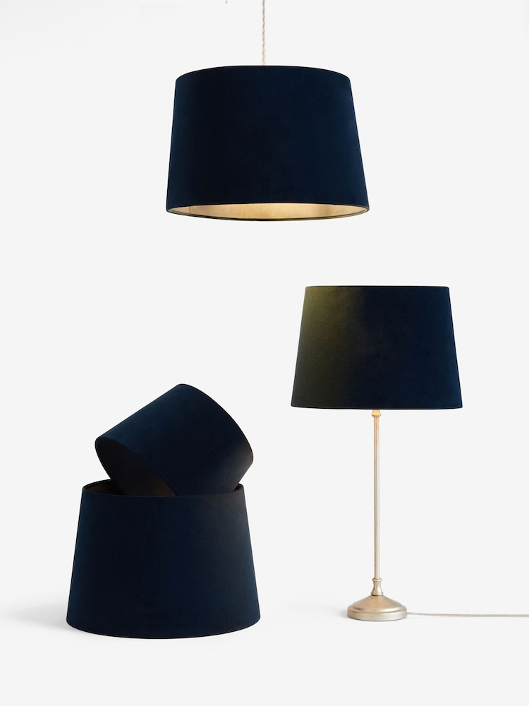 Navy Blue Velvet Easy Fit Shade Ceiling Light - Image 5 of 5