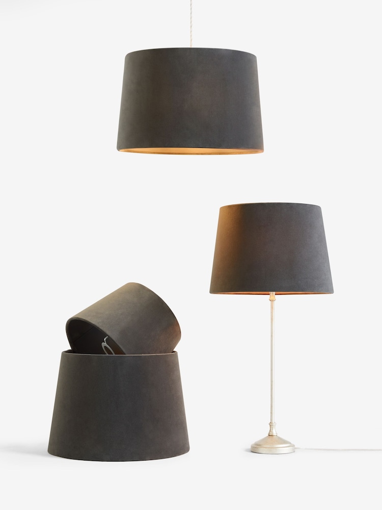 Charcoal Grey Velvet Easy Fit Shade Ceiling Light - Image 5 of 5