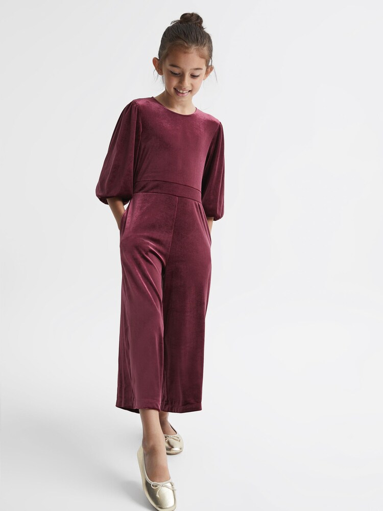 Reiss Mina Velvet Wide Sleeve Crop Jumpsuit - 画像 1 / 7